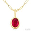 Oval Shape Bezel Set Paperclip Gemstone Fashion Pendant