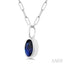 Oval Shape Bezel Set Paperclip Gemstone Fashion Pendant