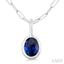 Oval Shape Bezel Set Paperclip Gemstone Fashion Pendant