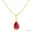 Pear Shape Bezel Set Paperclip Gemstone Fashion Pendant