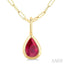 Pear Shape Bezel Set Paperclip Gemstone Fashion Pendant