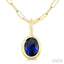 Oval Shape Bezel Set Paperclip Gemstone Fashion Pendant