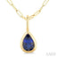 Pear Shape Bezel Set Paperclip Gemstone Fashion Pendant