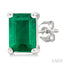 Emerald Shape Gemstone Stud Earrings