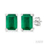 Emerald Shape Gemstone Stud Earrings