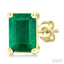 Emerald Shape Gemstone Stud Earrings