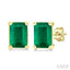 Emerald Shape Gemstone Stud Earrings