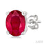 Oval Shape Gemstone Stud Earrings