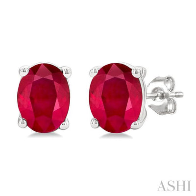 Oval Shape Gemstone Stud Earrings