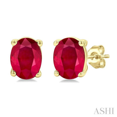 Oval Shape Gemstone Stud Earrings