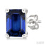 Emerald Shape Gemstone Stud Earrings
