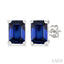 Emerald Shape Gemstone Stud Earrings