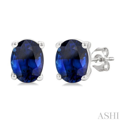 Oval Shape Gemstone Stud Earrings