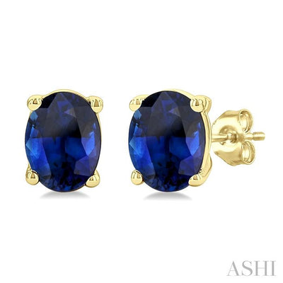 Oval Shape Gemstone Stud Earrings