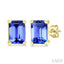 Emerald Shape Gemstone Stud Earrings