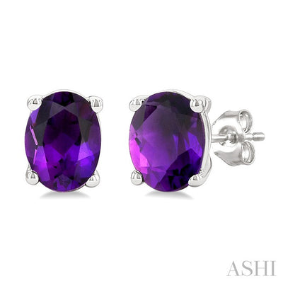 Oval Shape Gemstone Stud Earrings