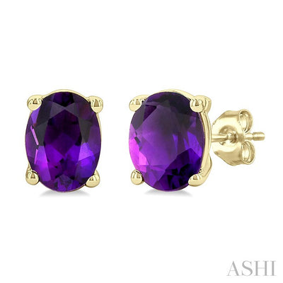 Oval Shape Gemstone Stud Earrings