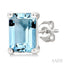 Emerald Shape Gemstone Stud Earrings