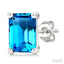 Emerald Shape Gemstone Stud Earrings