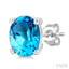 Oval Shape Gemstone Stud Earrings