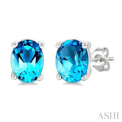 Oval Shape Gemstone Stud Earrings