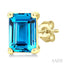 Emerald Shape Gemstone Stud Earrings