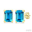 Emerald Shape Gemstone Stud Earrings