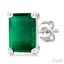 Emerald Shape Gemstone Stud Earrings