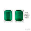 Emerald Shape Gemstone Stud Earrings