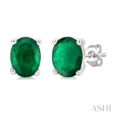Oval Shape Gemstone Stud Earrings