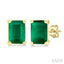 Emerald Shape Gemstone Stud Earrings