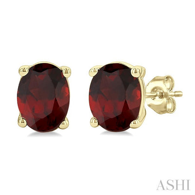 Oval Shape Gemstone Stud Earrings