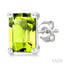 Emerald Shape Gemstone Stud Earrings