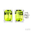 Emerald Shape Gemstone Stud Earrings