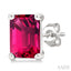 Emerald Shape Gemstone Stud Earrings