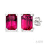 Emerald Shape Gemstone Stud Earrings