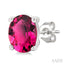 Oval Shape Gemstone Stud Earrings