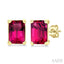 Emerald Shape Gemstone Stud Earrings