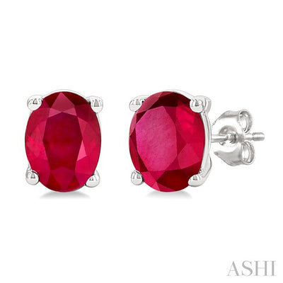 Oval Shape Gemstone Stud Earrings