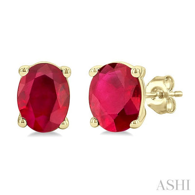 Oval Shape Gemstone Stud Earrings