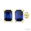 Emerald Shape Gemstone Stud Earrings