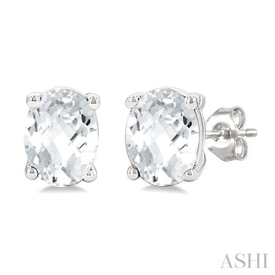 Oval Shape Gemstone Stud Earrings