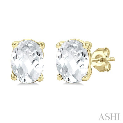 Oval Shape Gemstone Stud Earrings