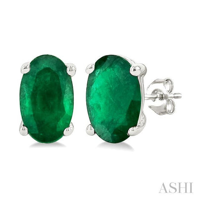 Oval Shape Gemstone Stud Earrings