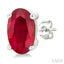Oval Shape Gemstone Stud Earrings