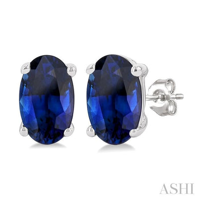 Oval Shape Gemstone Stud Earrings