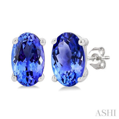 Oval Shape Gemstone Stud Earrings