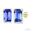 Emerald Shape Gemstone Stud Earrings