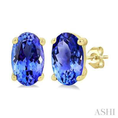 Oval Shape Gemstone Stud Earrings