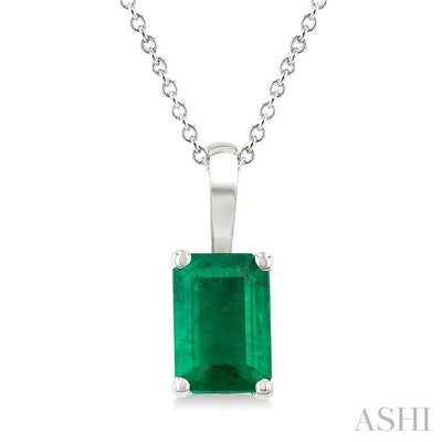 Emerald Shape Gemstone Solitaire Pendant